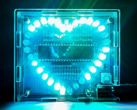 DIY Kit C51 Microcomputer Heart Shaped Colorful LED Flashing Light Electronic Projects Soldering Practice